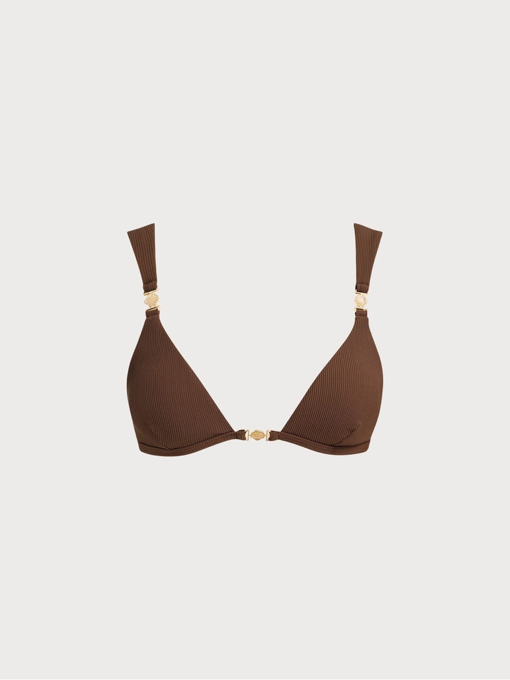Brown Ribbed Triangle Bikini Set - Women's Swim - Picture 2 of 5